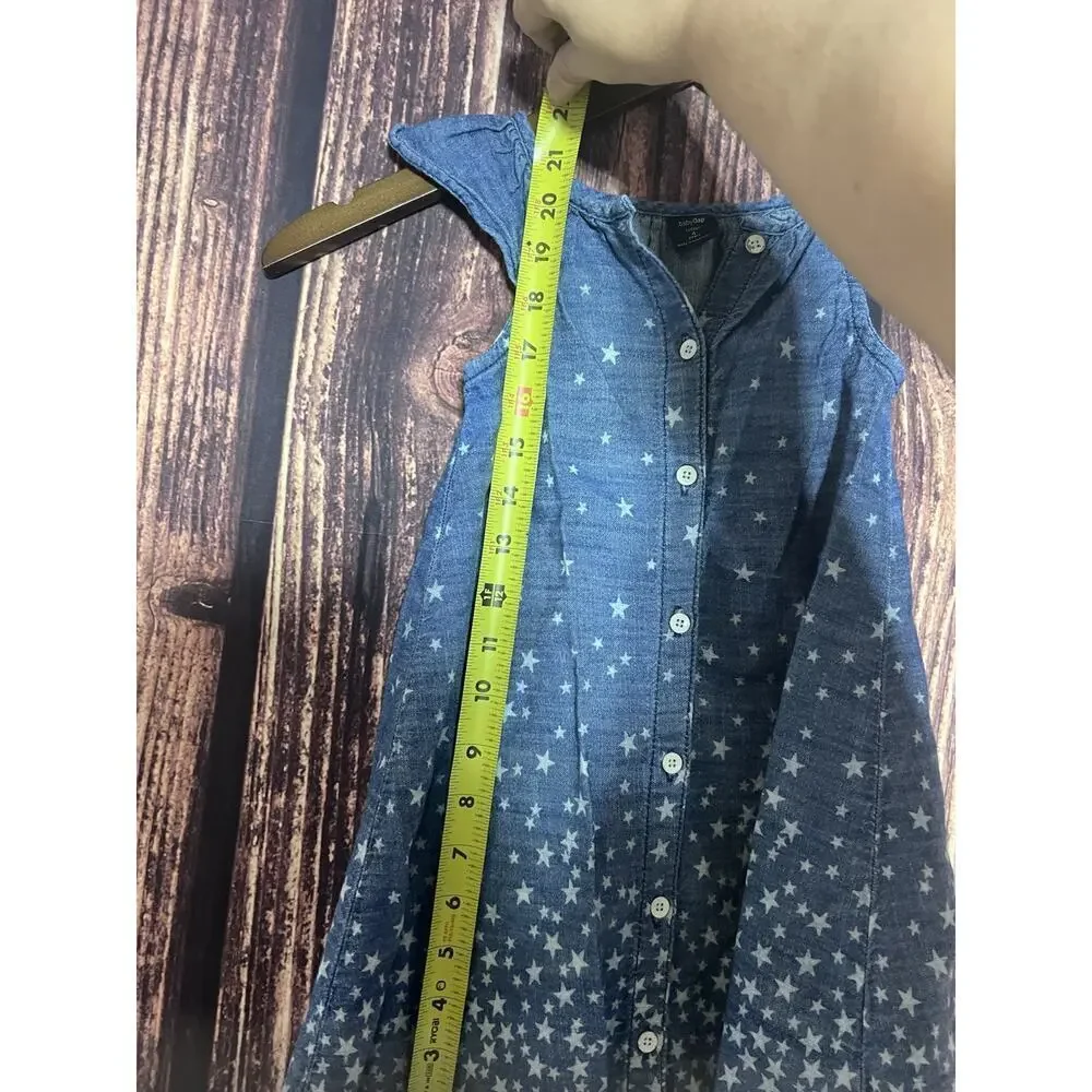 Gap Kids Girls Sz 4 Blue Denim Dress Stars Summer Spring 4th July